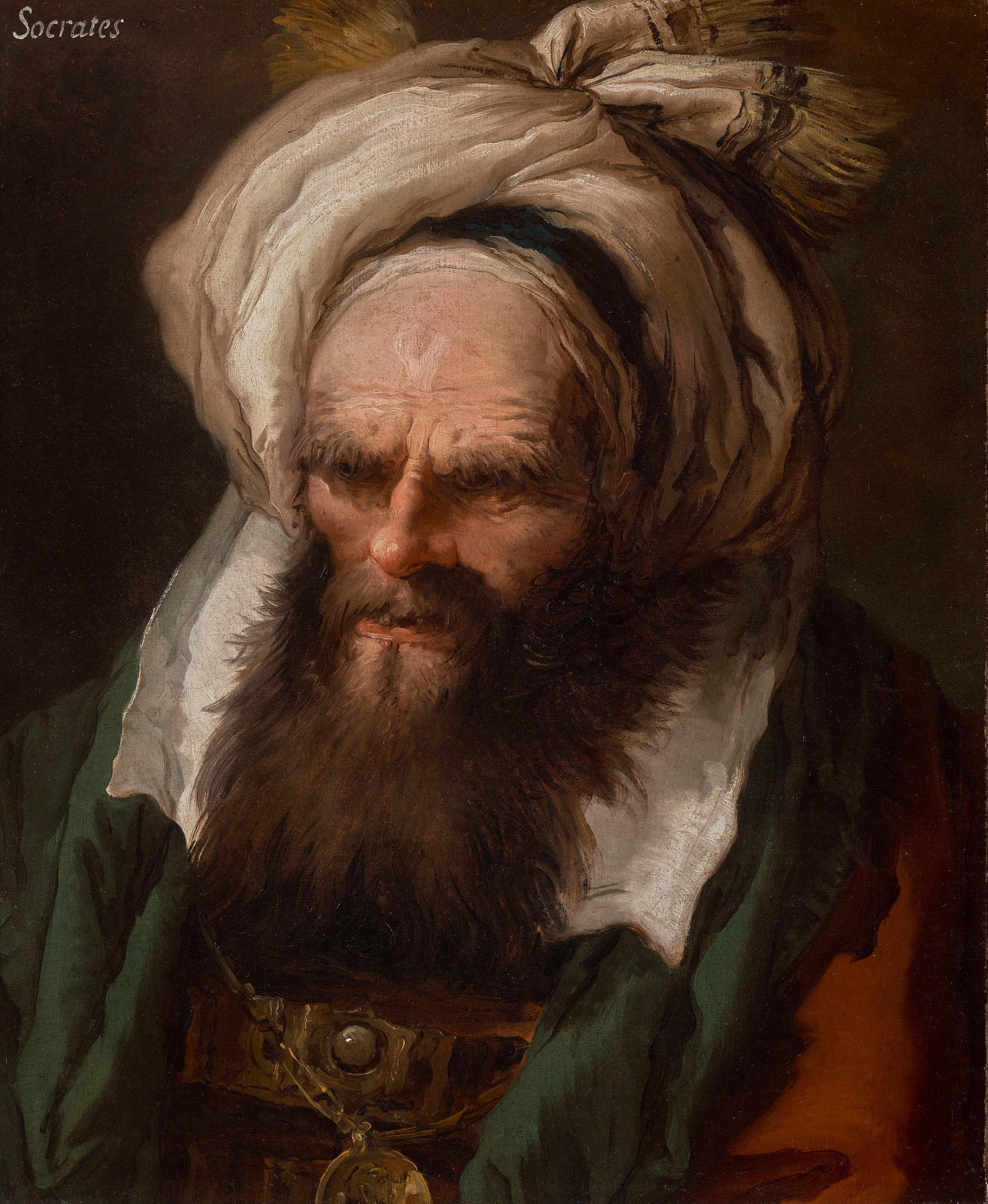 Bust of a Man in a green and red robe, 'Socrates'